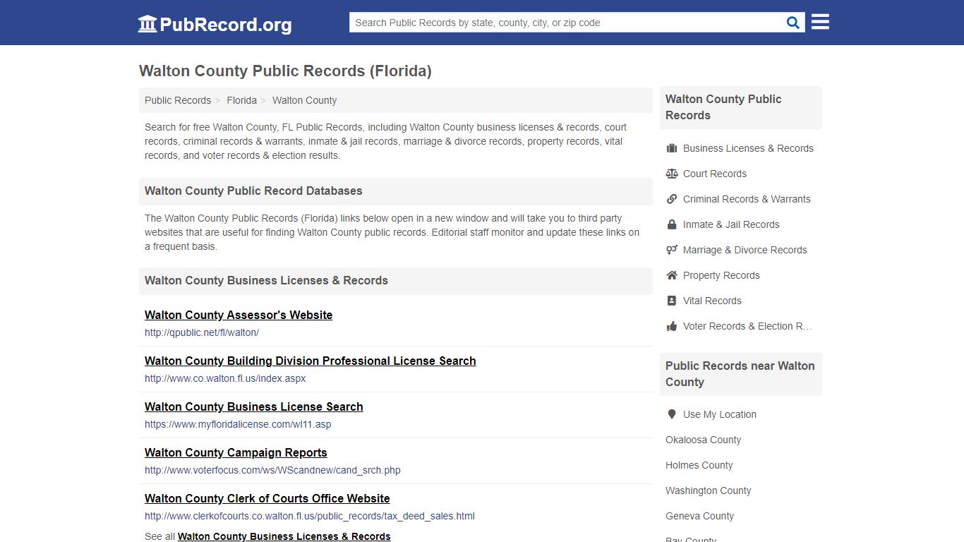 Free Walton County Public Records (Florida Public Records) - PubRecord.org